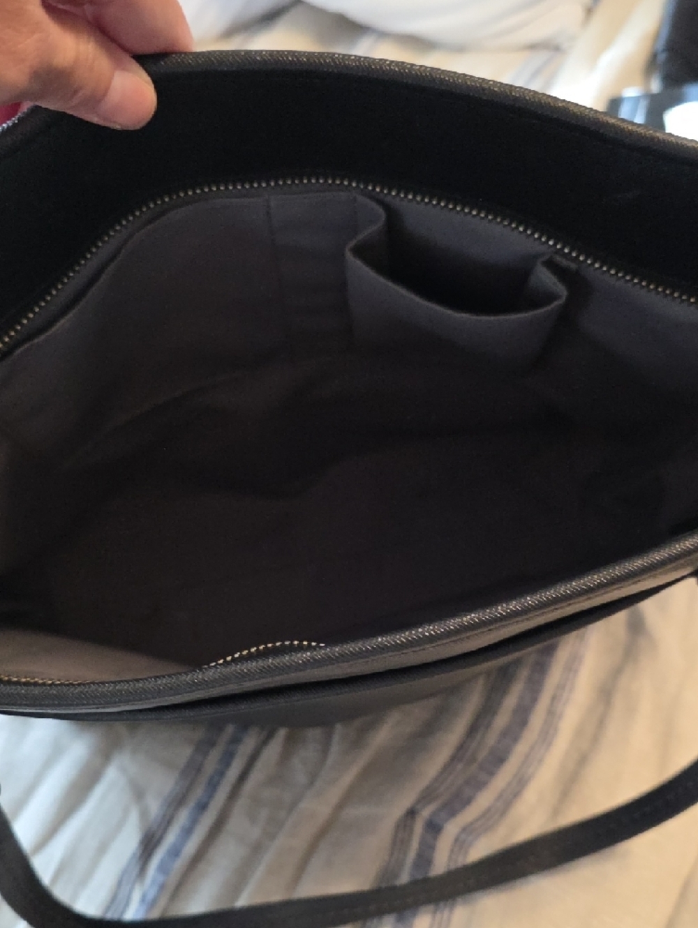 Coach Black Leather Tote with Beige Tag - Picture 6 of 9